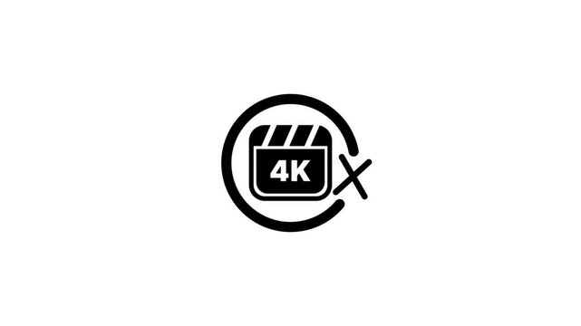 Loading circle animation with 4k symbol and cross sign showing no 4k.