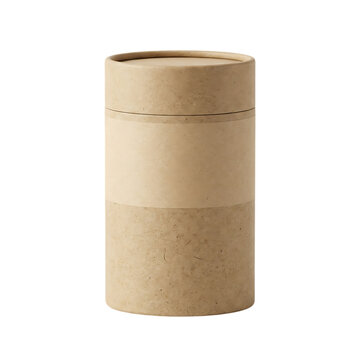 Empty brown cardboard cylinder tube container for shipping and packaging