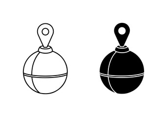Fishing Bobber Vector Icons, Buoy Marker Symbols, Fishing Gear Graphics, Outline and Silhouette © Sujon