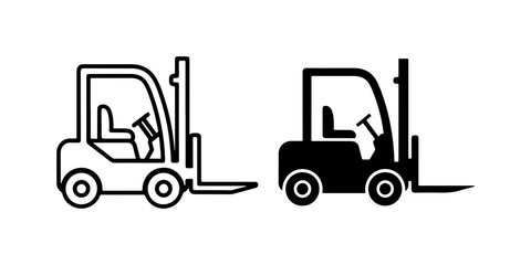 Forklift Icons, Warehouse Vehicle Vector Graphics, Industrial Machinery Symbols, Logistics Equipment Line Art © Jim