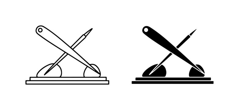 Sewing Needle and Thread Icons, Crafting Tools, Tailor Supplies, Textile Design Elements