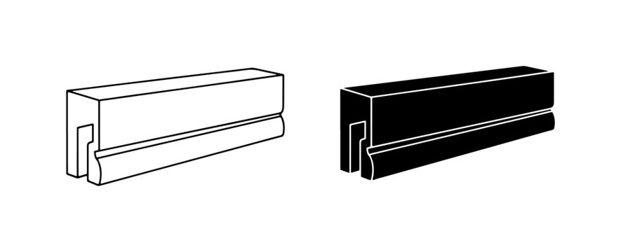 Window Frame Profile, Building Component, Architectural Element, Black and White Vector Icons