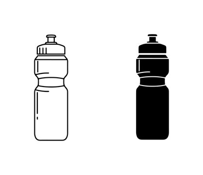Sports Water Bottle Icons, Hydration Drink Container Vector Set, Fitness Liquid Flask Graphics