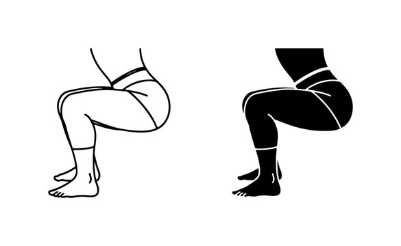 Fitness Squat Silhouette, Exercise Pose Vector, Bodybuilding Workout Icon, Active Lifestyle Graphic