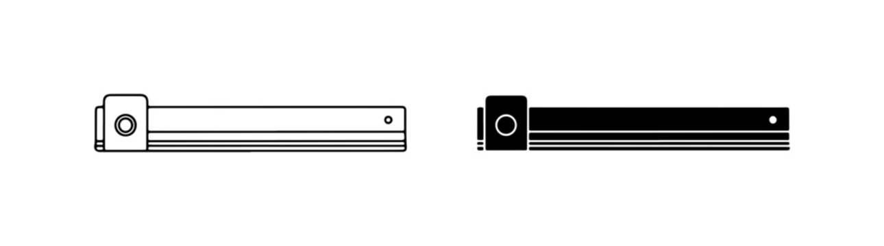 Two Simple Linear Actuator Icons, Black and White, Vector Graphics for Engineering and Automation