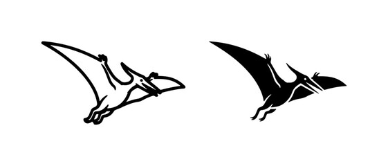 Pterodactyl Vector Icons, Prehistoric Flying Reptile Silhouettes, Dinosaur Graphics © Jim
