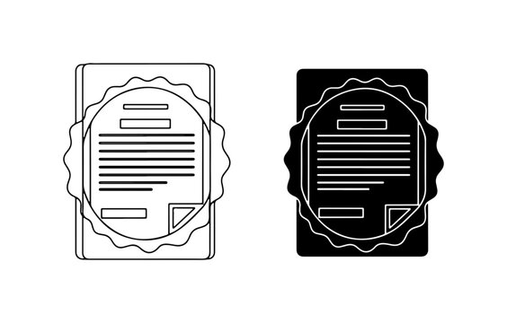 Official Document Stamp Icons, Certificate Seal Vector Graphics, Approved Paperwork Symbol Set