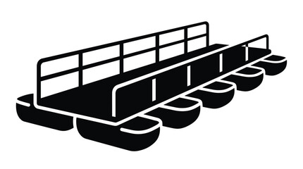 Pontoons With Bench Seating Black Silhouette On White Background © Tamim