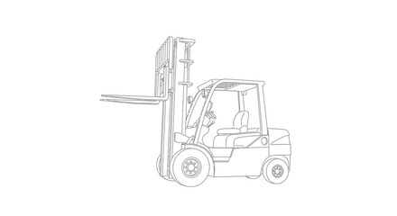 Naklejka premium Forklift Truck Line Drawing Silhouette vehicle industrial