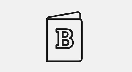 Closed wallet with letter b black line silhouette © MDHANZALA