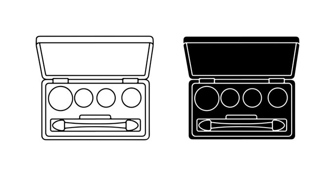 Eyeshadow Palette Icons, Makeup Compact Set, Beauty Product Vector Graphics, Cosmetic Case Design
