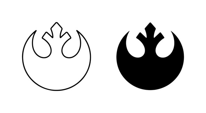Rebel Alliance Symbol Vector, Sci-Fi Galactic Emblem, Space Opera Icon, White and Black Graphics