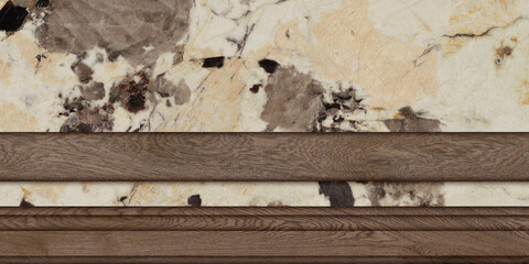 Luxury marble and natural wood texture combination with elegant stone patterns, ideal for premium interior design, ceramic tiles, furniture surfaces, and decorative wall panels. © Vidal