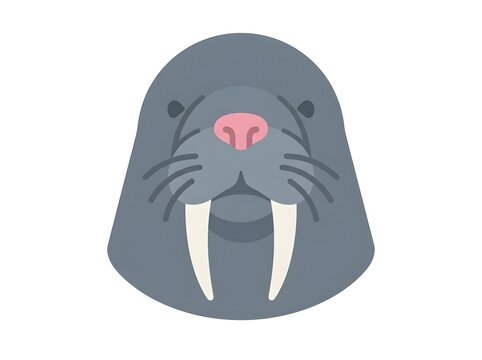 Cute Walrus Head Vector Illustration on White Background