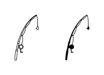 Fototapeta premium Fishing Rod Icons, Simple Vector Graphics for Angling and Outdoor Recreation
