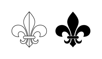 Fleur de Lis Icons, Classic French Symbol Vector Art, Elegant Outline and Silhouette Graphics © Sajib