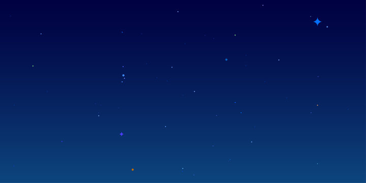 Night sky vector illustration, midnight gradient background with stars, copy space for text banner