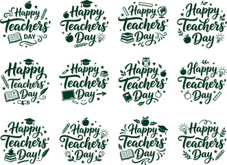 Happy teachers day elegant calligraphy designs for appreciation school celebrations © SyedaAshrafunNessa
