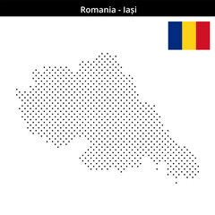 Fototapeta premium Map of Romania region Iași in small cross shaped dots