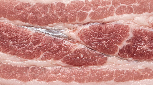 Raw Pork Meat Macro Texture Background Close Up with Fresh Meat Surface
