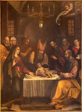 LUCCA, ITALY - JUNE 23, 2026: The painting of Circumcision of Jesus child in the church Chiesa di San Salvatore by Jacopo Ligozzi (1594)