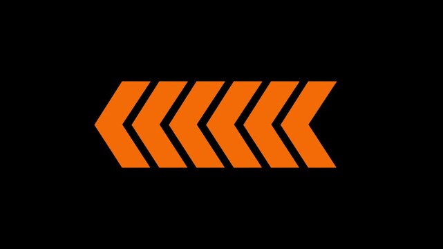 Row of Six Black Arrows Pointing to the Left. Symbolizing Forward Movement Progress or Direction Isolated On Transparent Background.