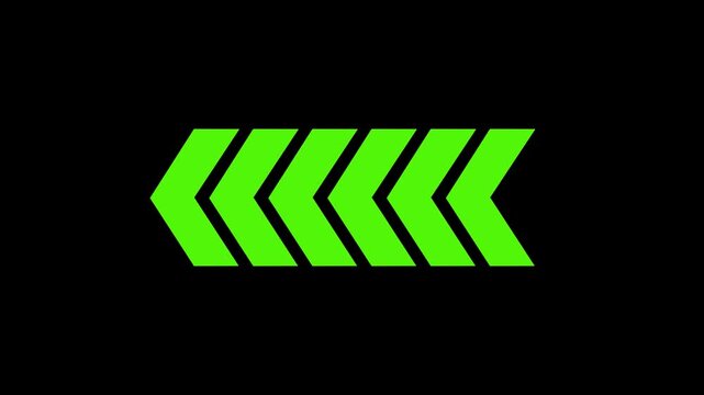 Row of Six Black Arrows Pointing to the Left. Symbolizing Forward Movement Progress or Direction Isolated On Transparent Background.