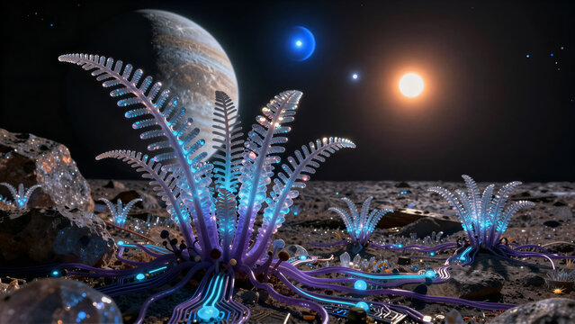Xenobiological Life on a Multi-Star Moonscape