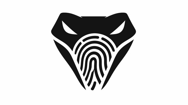 Black and white stylized snake head logo design.