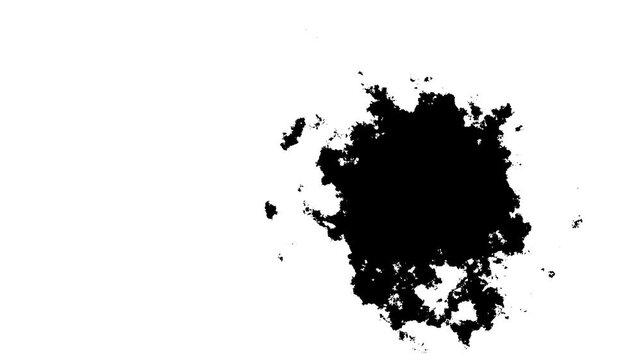 Beautiful black ink bloom expanding over white lower background from a dark upper edge, abstract watercolor brush stroke, organic fluid art transition, ink splatter reveal, luma matte overlay