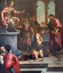 Fototapeta premium PISA, ITALY - JUNE 22, 2026: The painting of Martyrdom of St. Torpe church Chiesa di San Frediano by Rutilio Manetti from beginn of 17. cent..