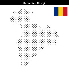 Obraz premium Map of Romania region Giurgiu in small cross shaped dots
