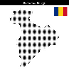 Fototapeta premium Map of Romania region Giurgiu in medium size dots