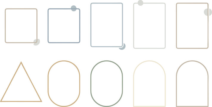Minimal Geometric Frame Collection with Modern Rounded Rectangle, Arch, Oval, and Triangle Outline Borders for Branding, Social Media, and UI Templates
