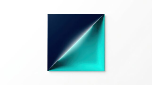 Abstract square composition with a folded corner effect isolated on white background