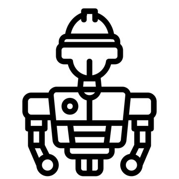 robotics engineering education icon line logo . 