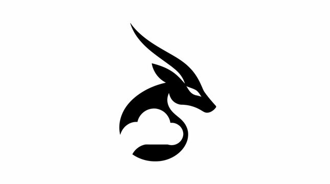 Silhouette of a stylized antelope head logo design.