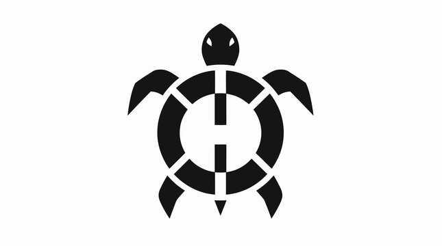 Black and white turtle shell icon design.