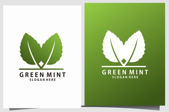 Minimal Green Mint Leaf Logo Vector Icon for Organic, Herbal and Natural Branding