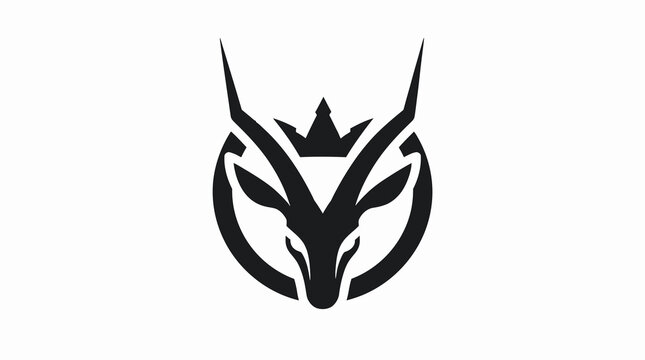 Stylized black wolf head logo with crown design.