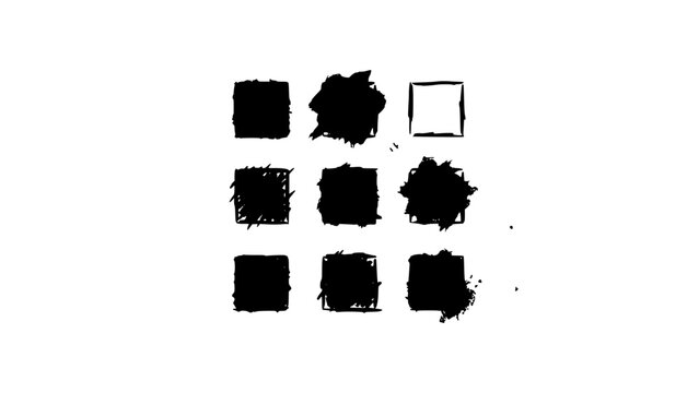 Squares Arranged in a 3x3 Grid with Varying Textures and One White Square Featuring Texture, Pattern, Black with Abstract