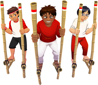 Kids Joining August 17th Egrang Competition Illustration