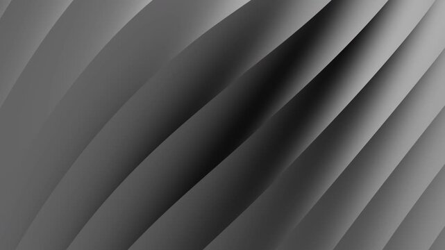 Abstract, monochrome, gradient waves with smooth diagonal patterns and soft shadows.
