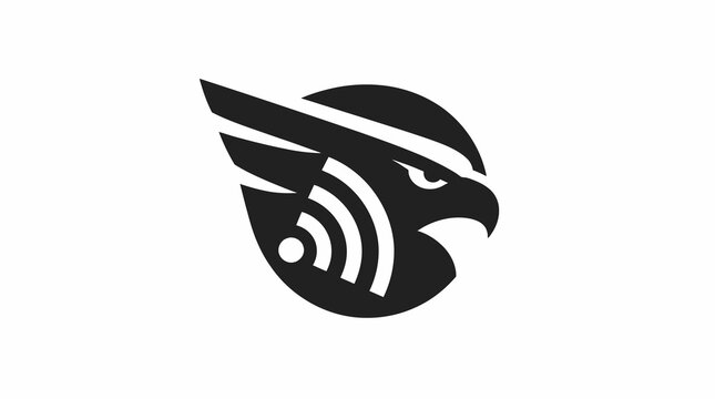 Eagle head logo with wireless signal symbol.