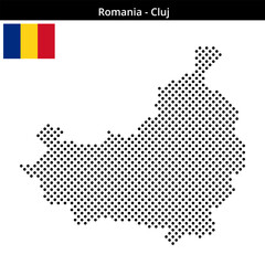 Fototapeta premium Map of Romania region Cluj in medium sized cross shaped dots