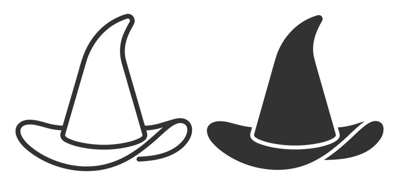 witch hat line icon and solid glyph symbol vector illustration on transparent background