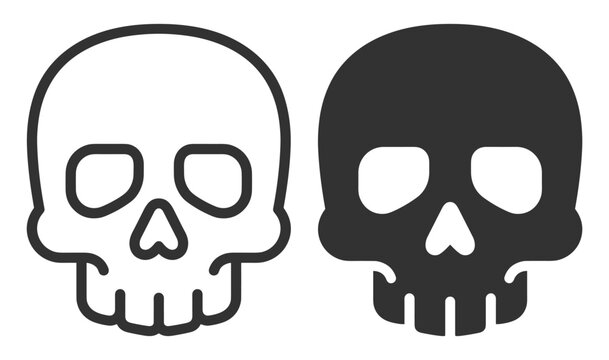 black and white skull icons vector illustration on transparent background