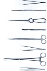 Medical instruments for plastic surgery on white backgrond top view copyspace © 9dreamstudio