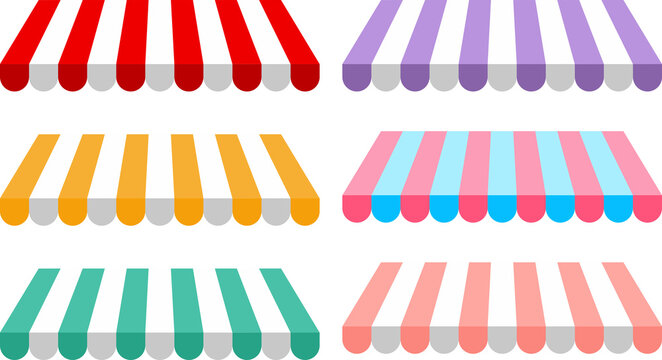 set of colorful vector striped umbrella