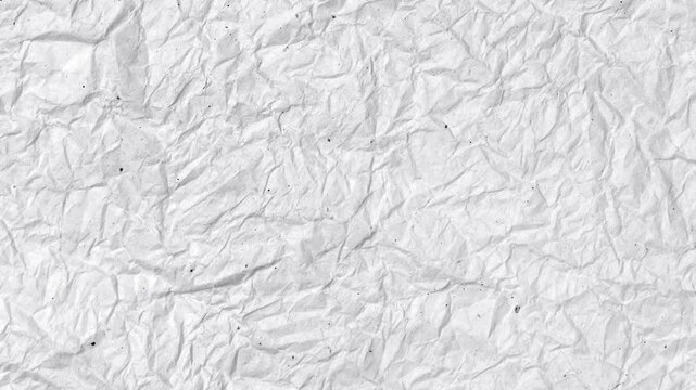 Crumpled white paper texture pattern stop motion animation background video.Vintage paper texture 4K stop motion video. Aged old page overlay effect background loop animation. Kraft paper texture.